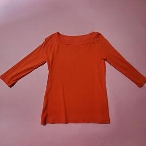 🧡 Jones New York Sport Vintage Y2K Bright Orange 3/4 Length Sleeves Knit